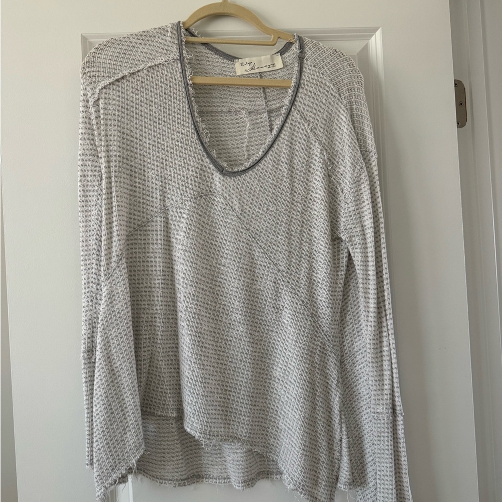 Vintage Havana Grey and White V Neck Sweater